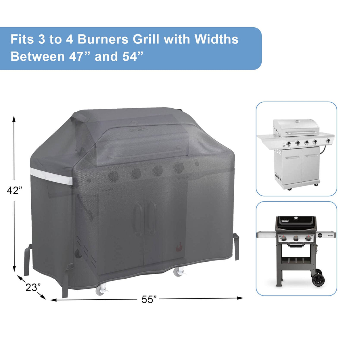 GRISUN waterproof 600D polyester guard shields grills from rain and sun.
