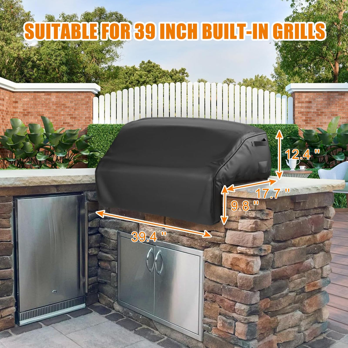 GRISUN grill cover demonstrates waterproof durability for outdoor kitchens
