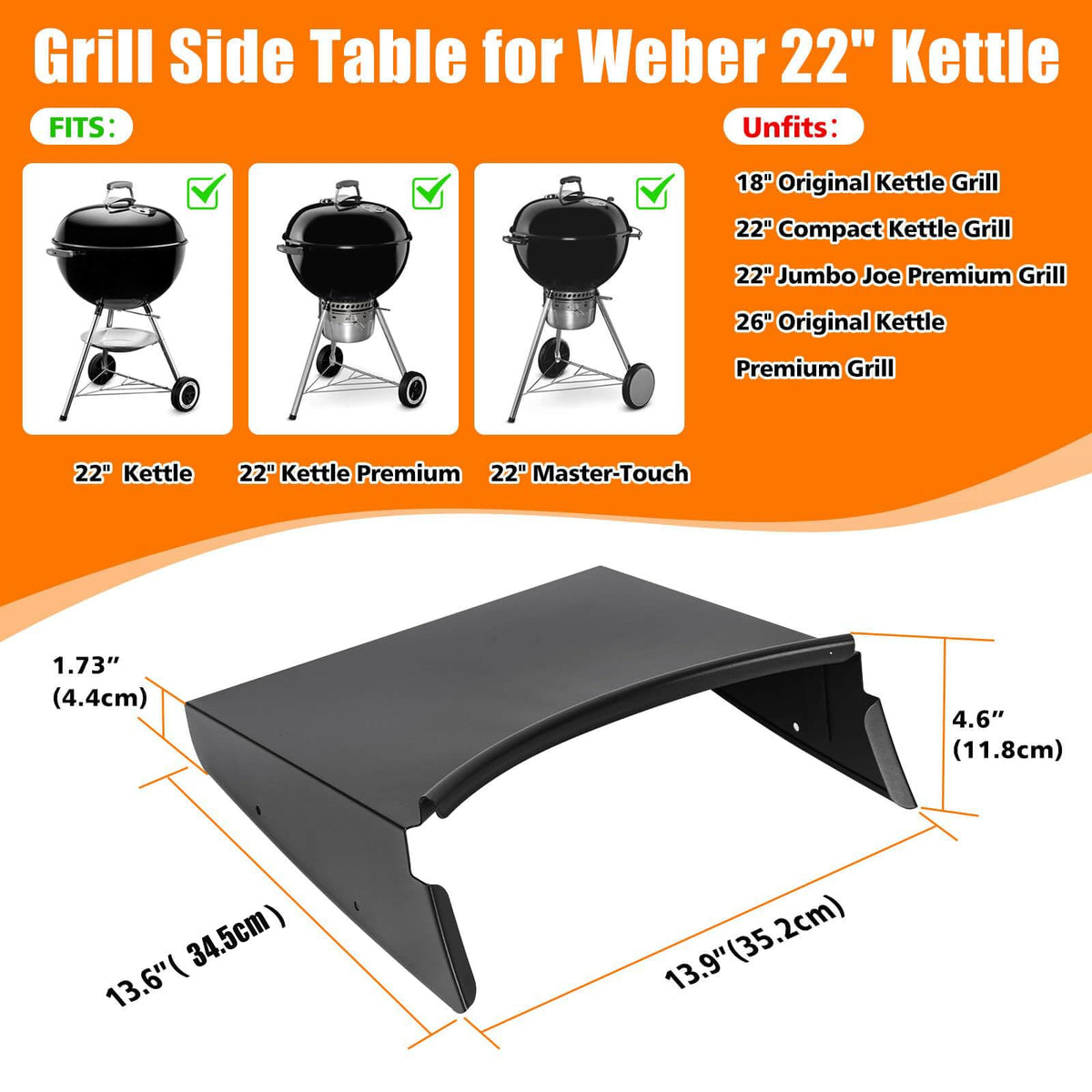 Grisun grill table shelf with four hooks keeps utensils within easy reach