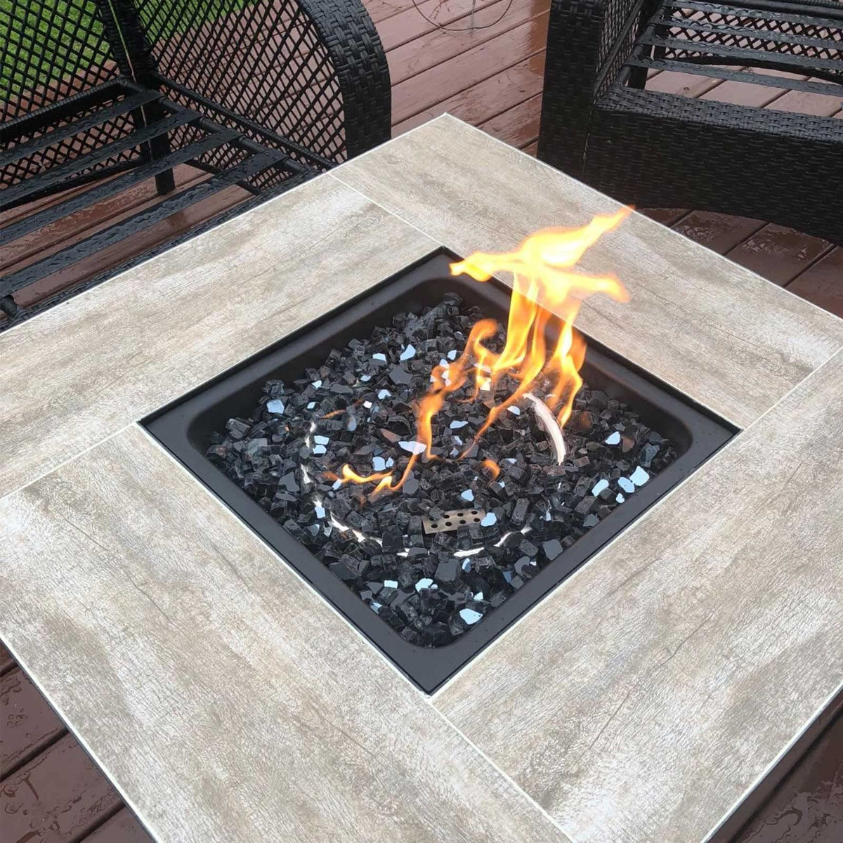 GRISUN Onyx Black glass rocks resist heat and fading for lasting sparkle