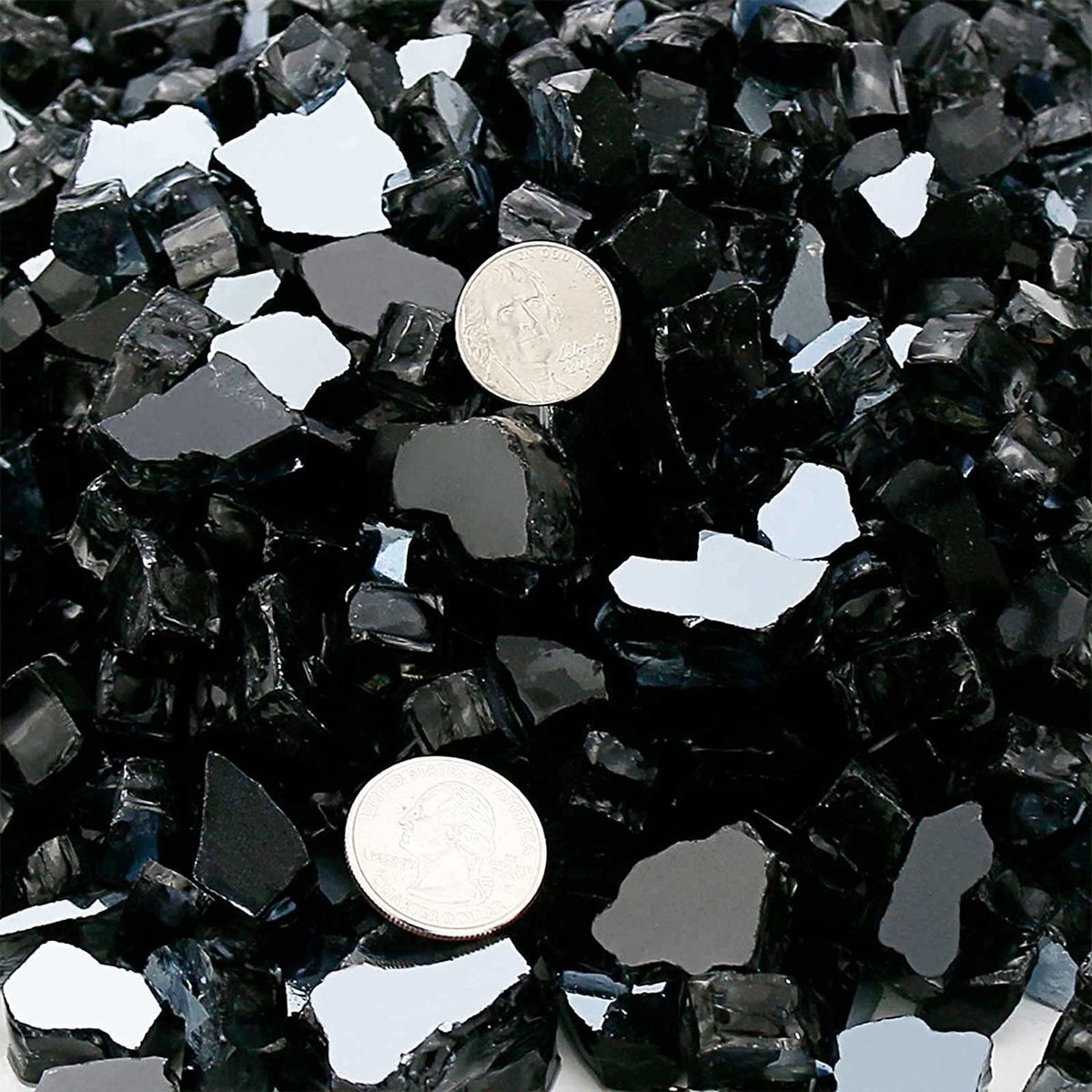 GRISUN Onyx Black glass for indoor outdoor fireplaces elevates ambiance