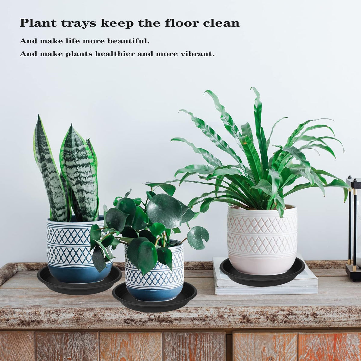 Grjoprt durable plastic plant tray keeps moisture contained