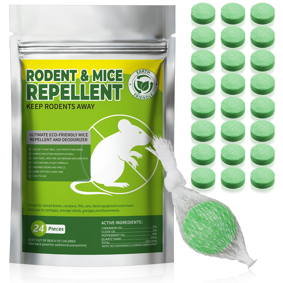 GRLEP mice repellent block in mesh bag deters rodents safely indoors.