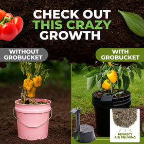 GroBucket setup showing a standard 5-gallon bucket ready for GroBucket insertion.