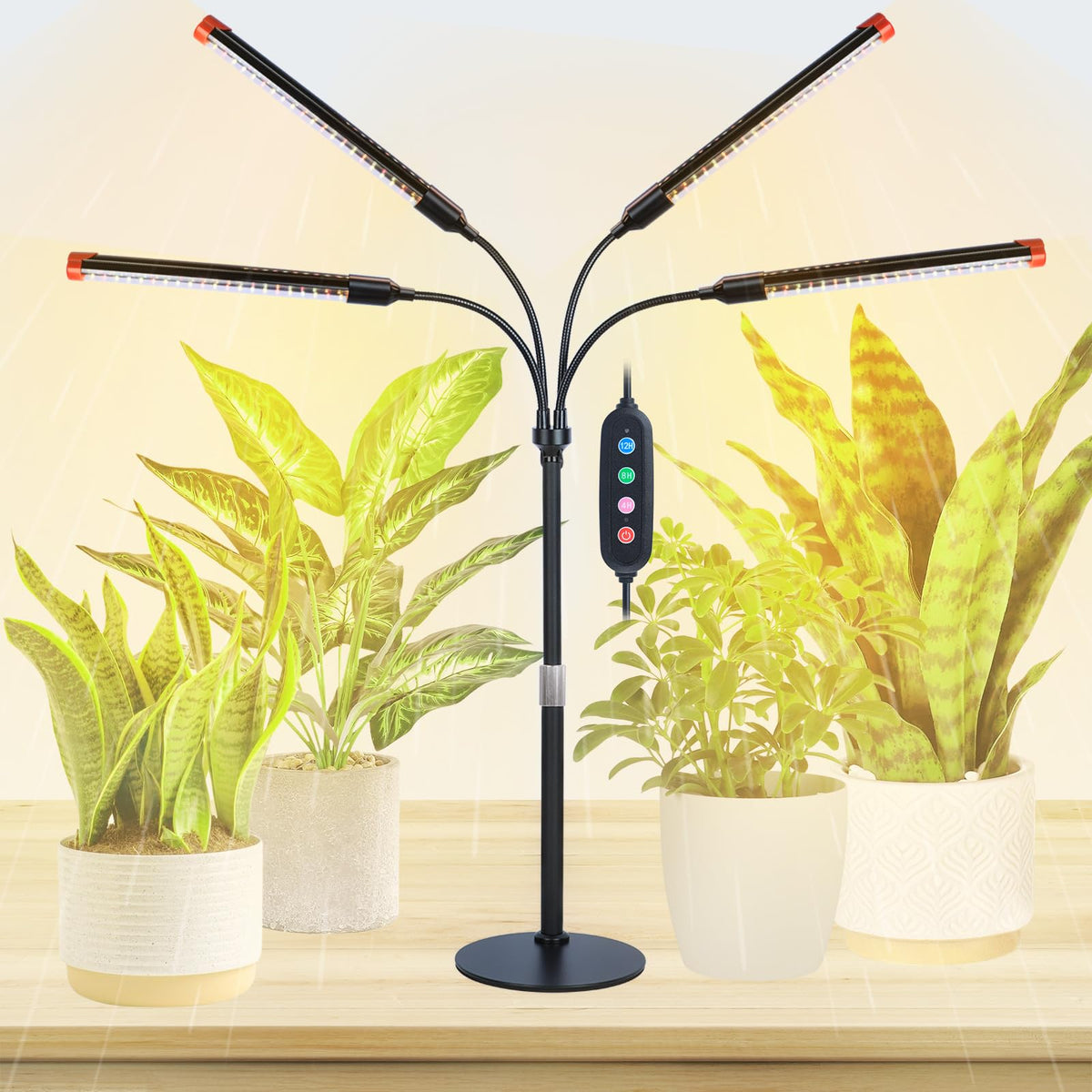 GroCruiser 4Head tabletop grow light, front view, ideal for indoor plant setups.