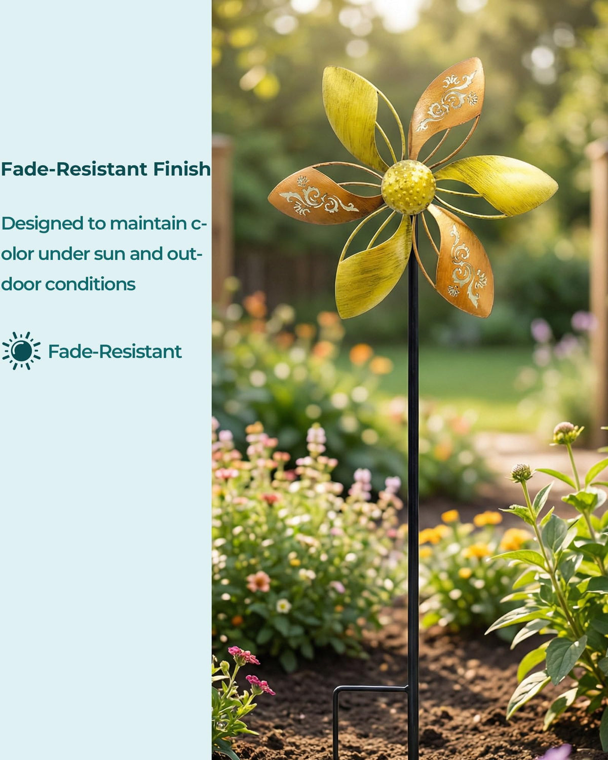 Gronhof sealed bearing enables smooth, quiet rotation in light breeze yard spaces.