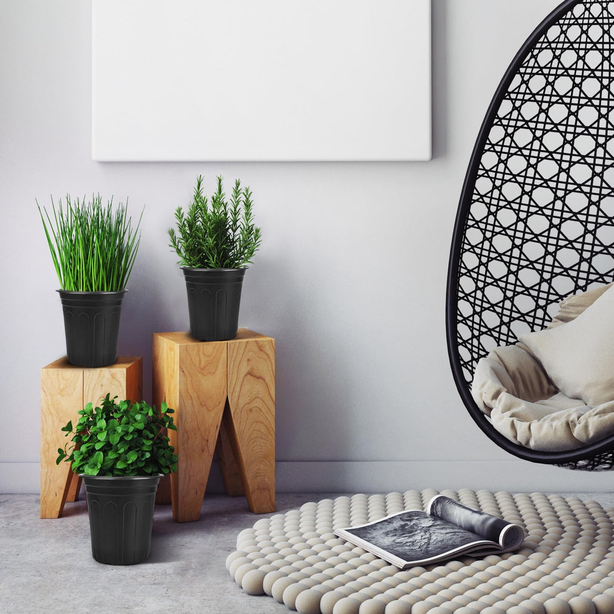 GroTheory black minimalist pots offer simple starter options for gardens.
