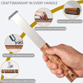 Grovvy dual-height joint scraper eases access to tight paver joints.