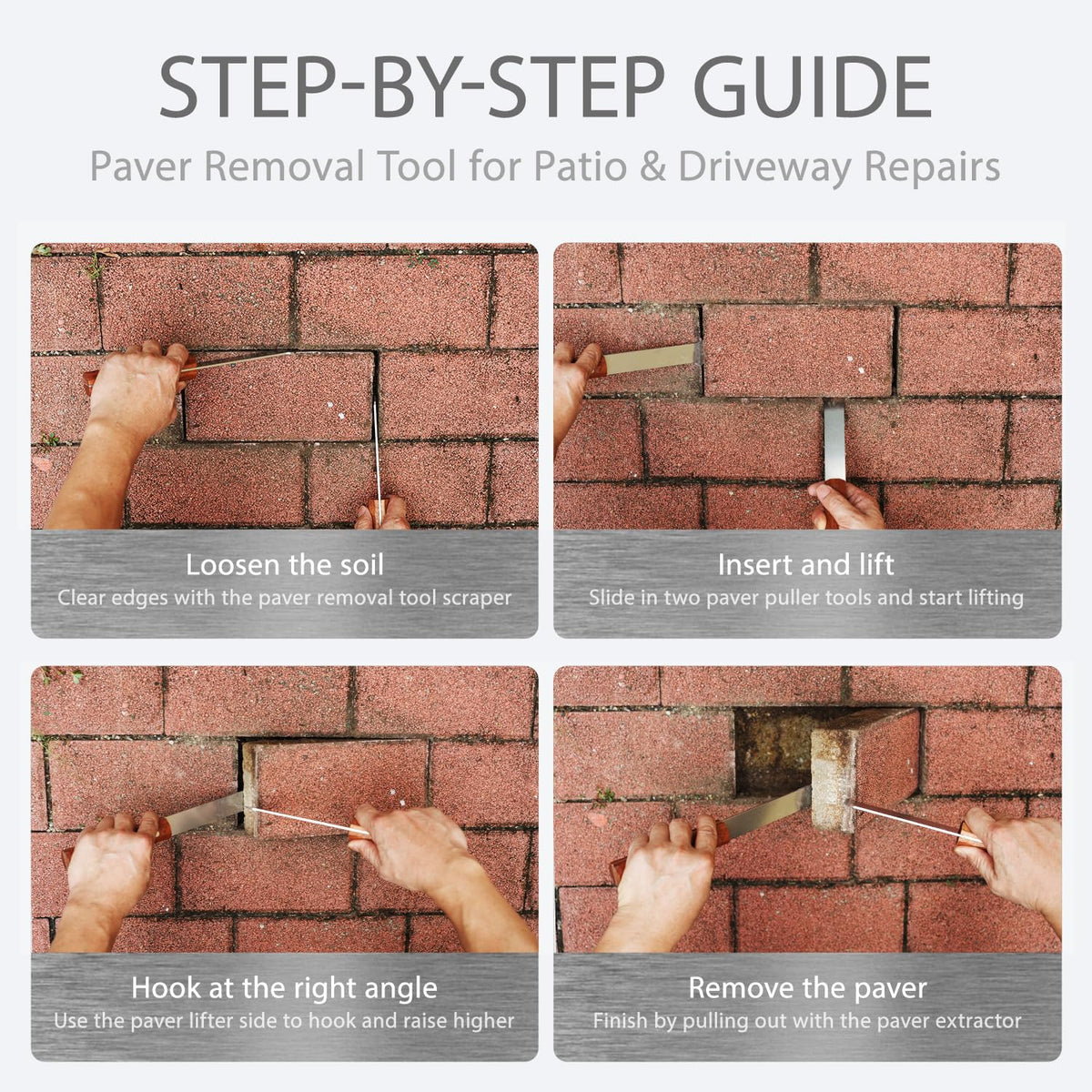 Grovvy heavy-duty steel paver lifter resists wear in outdoor projects.
