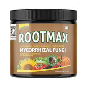 Grow Mate RootMax powder jar showing an easy rooting aid for all plants.