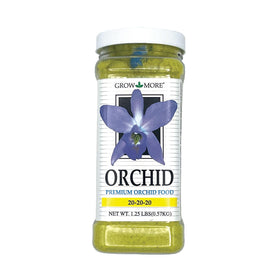 Grow More all-purpose orchid fertilizer bottle nourishes balanced feeding for vibrant blooms