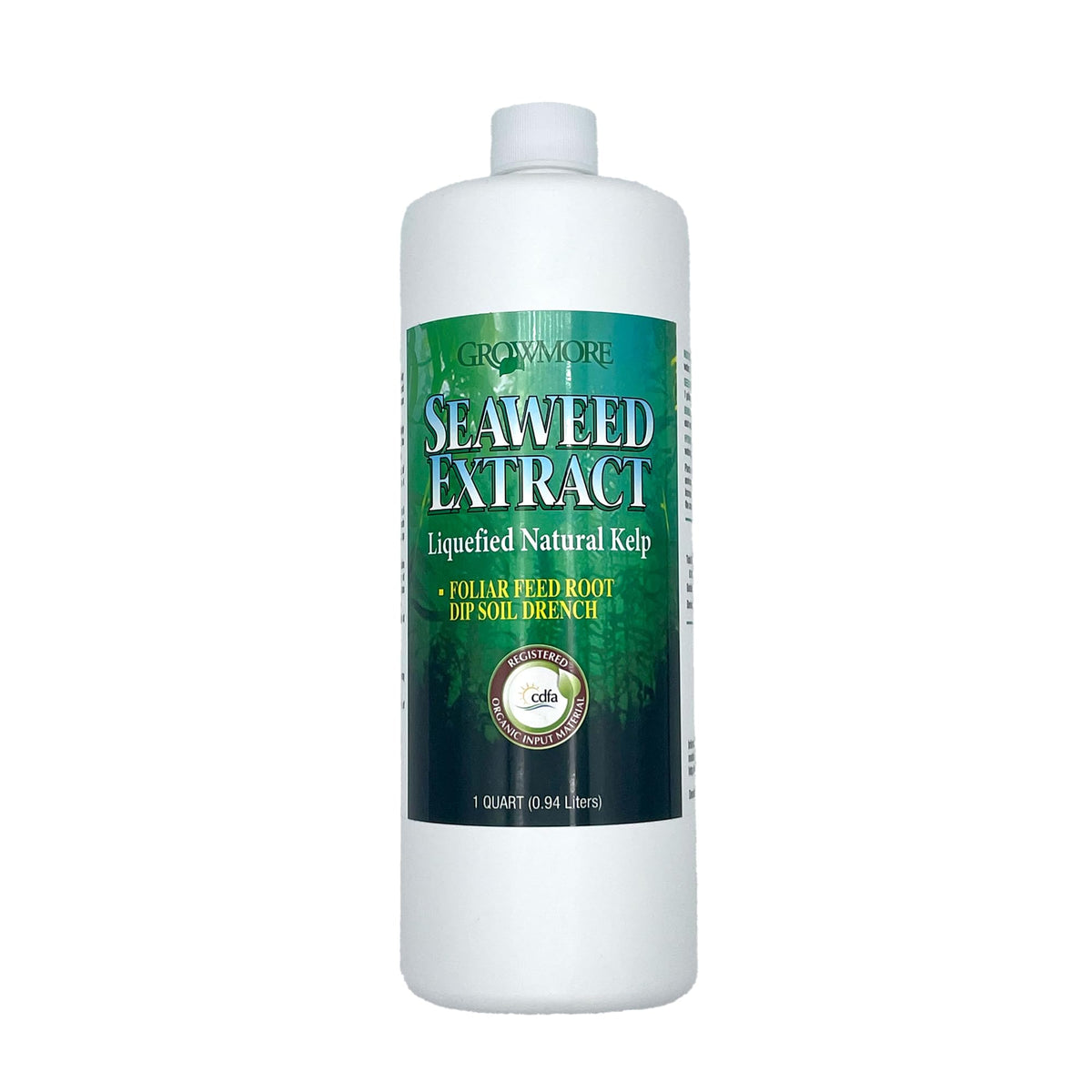 Grow More liquified seaweed extract bottle for quick foliar feeding and uptake.