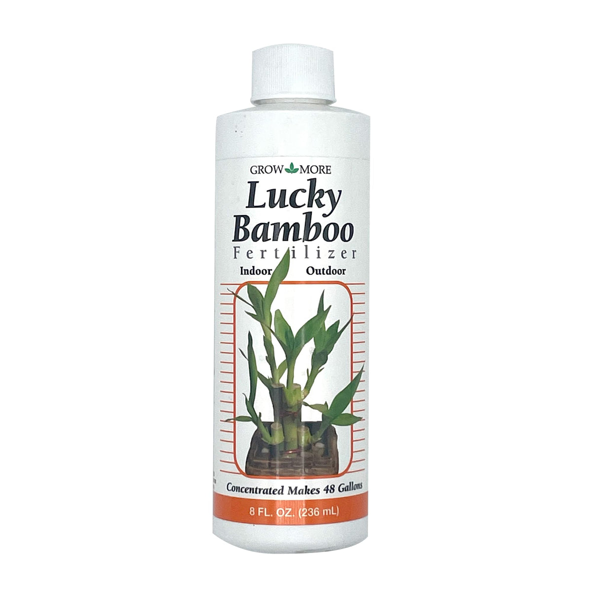 Grow More Lucky Bamboo fertilizer bottle supports indoor plant growth.