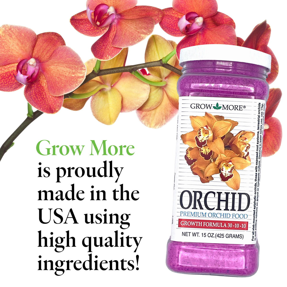 Grow More orchid blooms close-up showing vibrant color and vitality