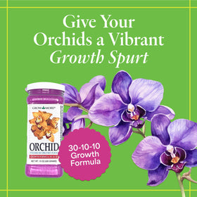 Grow More orchid food dissolving in water for easy, uniform feeding