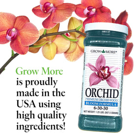 Grow More Premium Bloom Formula root health supports robust orchid root systems.