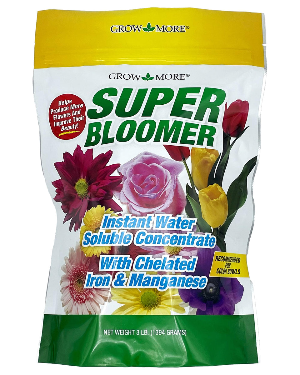 Grow More Super Bloomer 15-30-15 bottle pour promotes rapid feeding for vibrant blooms