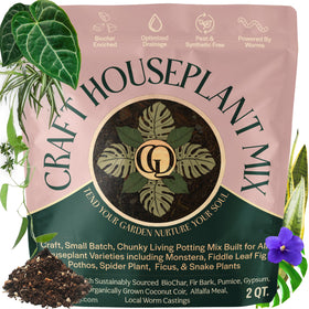 Grow Queen Craft Organic Potting Mix packaging highlighting peat-free formula for healthier indoor roots