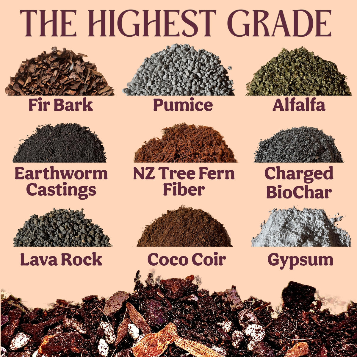 Grow Queen peat-free and lava pumice; eco-friendly drainage.