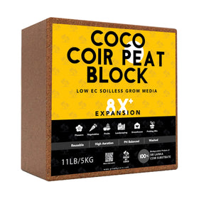 Growbycoco coir brick expansion demonstrates quick volume increase for versatile planting setups.