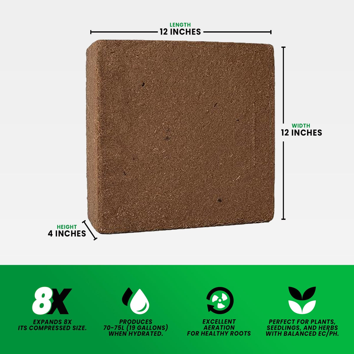 Growbycoco coir brick hydration shows it expands to a rich planting medium.