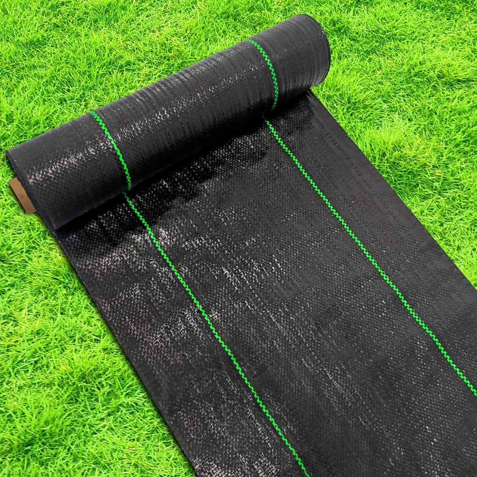 Groweco heavy-duty weed barrier fabric blocks weeds and keeps garden beds tidy.