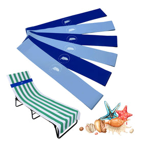 Growell towel bands secure towels on a windy beach chair