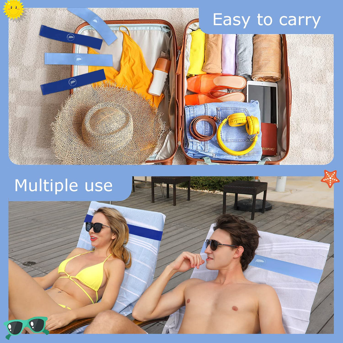 Growell towel bands multi-use for notebooks and blankets outdoors