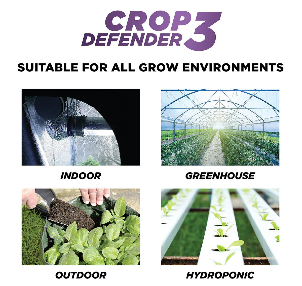 Outdoor garden with crops protected by Crop Defender 3