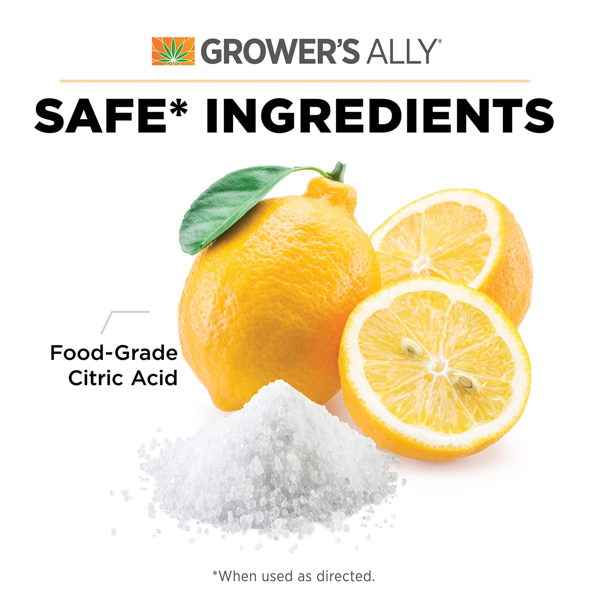 Grower's Ally Fungicide Spray label highlights OMRI Listed organic compatibility.