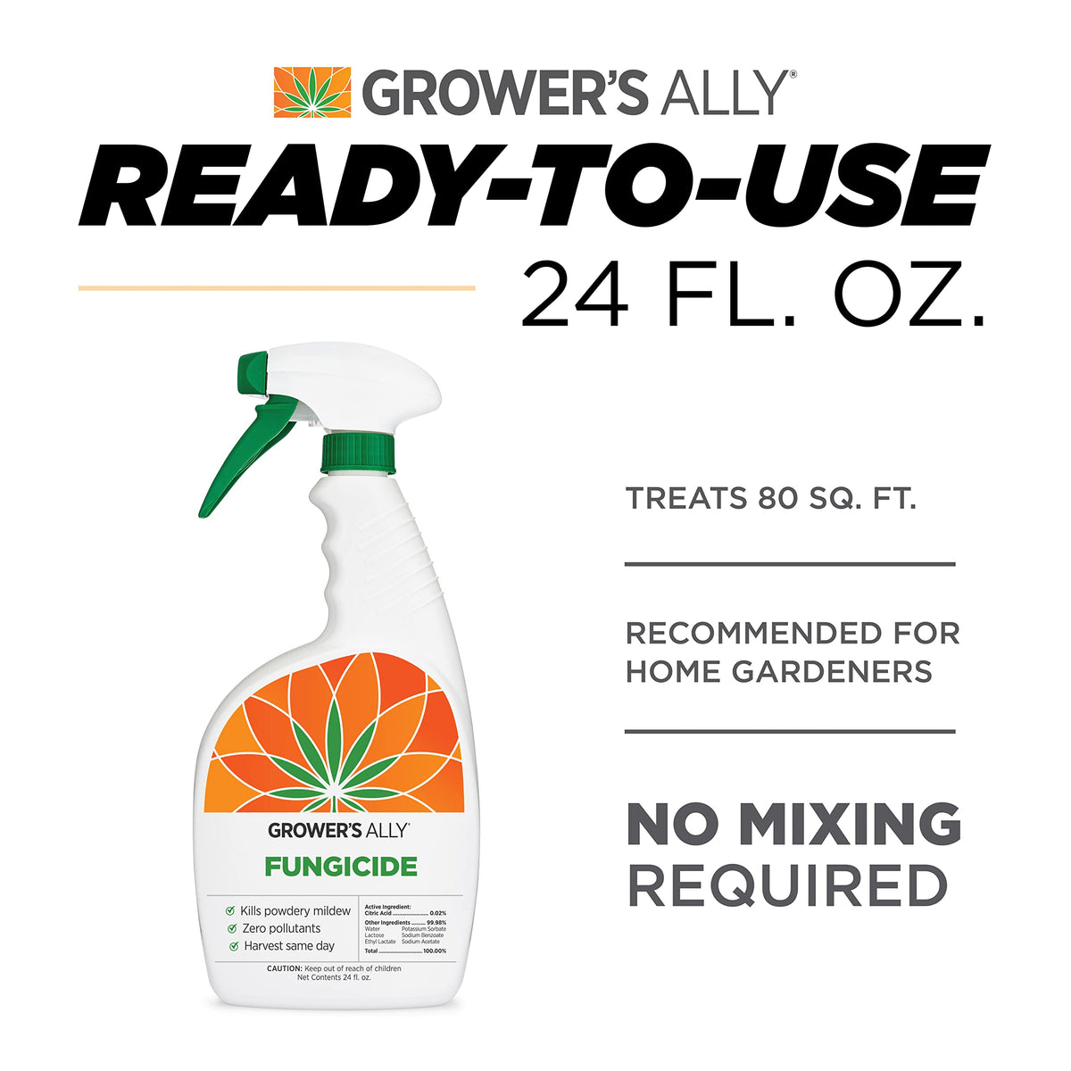 Grower's Ally Fungicide Spray is suitable for organic garden use.