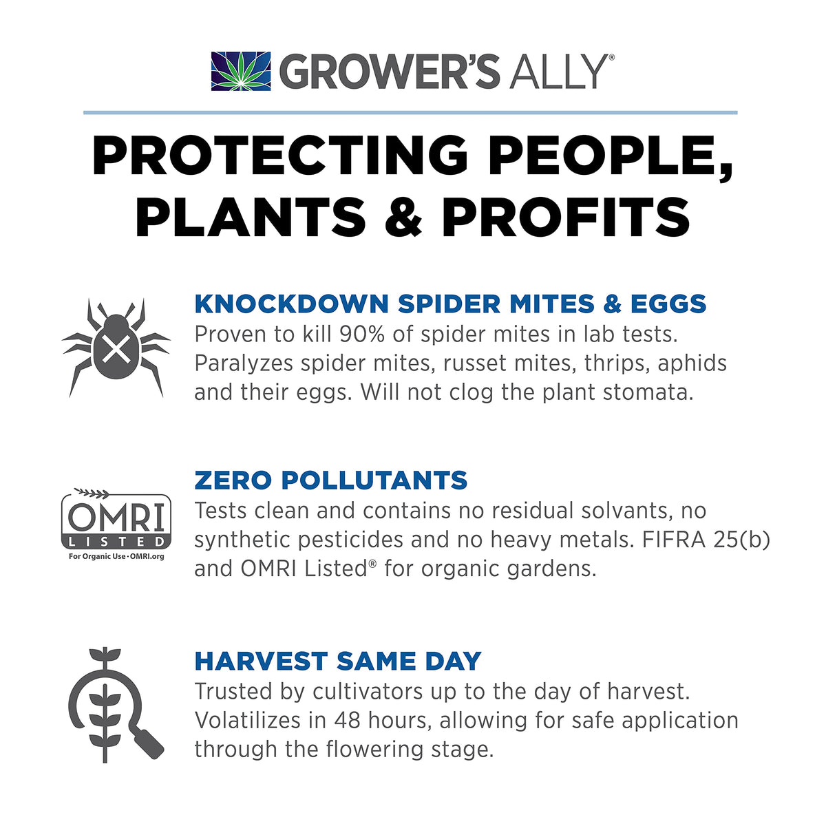 Plant-safe formula suited for environments including greenhouses and hydroponics.