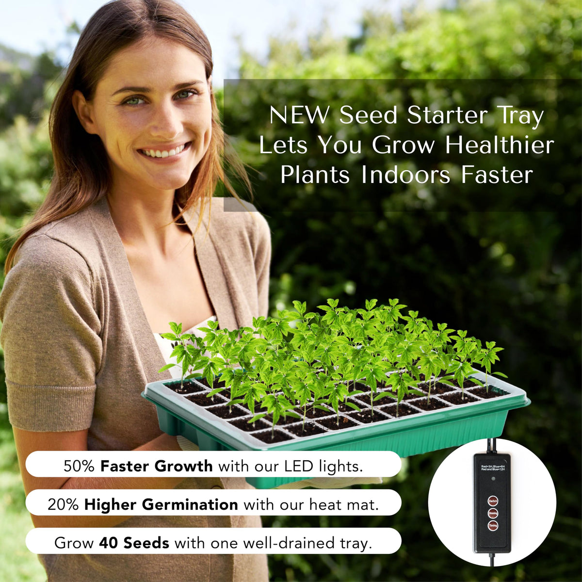 Growfriend dual LED grow lights deliver full-spectrum brightness for seedlings.