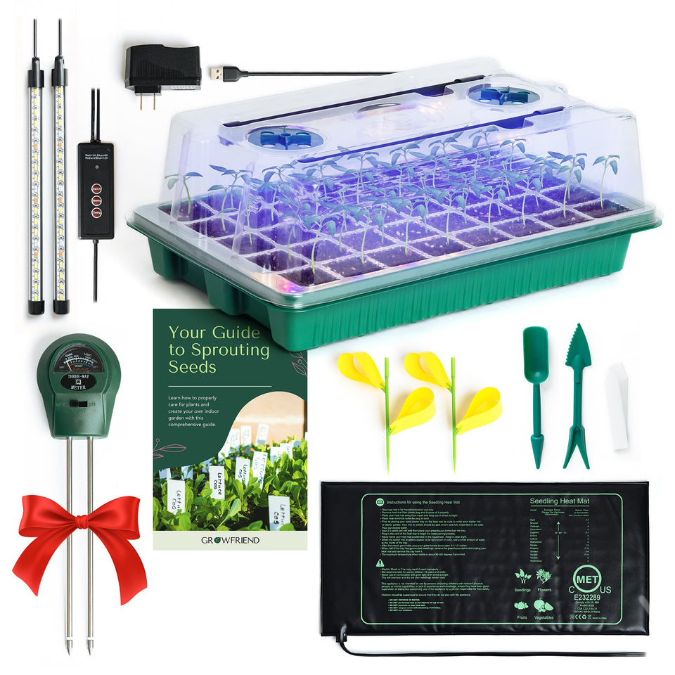 Growfriend seed starter kit 40-cell tray supports indoor seed propagation.