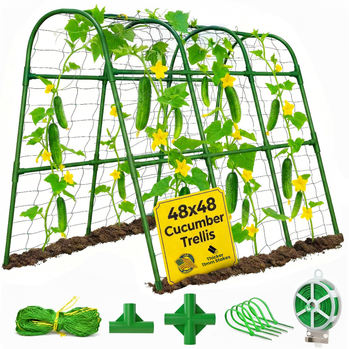 Growia 48x48 cucumber trellis U shape supports climbing vegetables