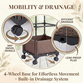 Growia movable patio planter with wheels lets you shift sun exposure easily
