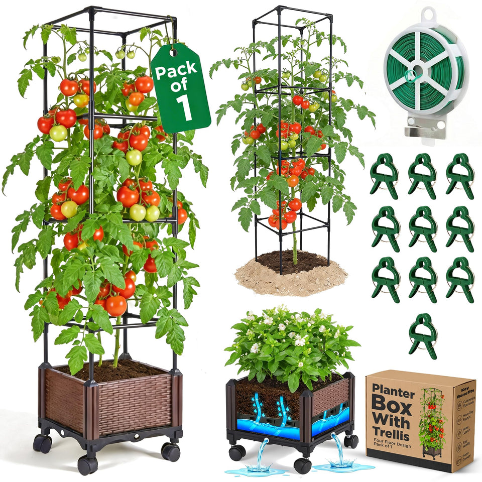 Growia self-watering tomato planter with trellis supports healthy tomato vines safely