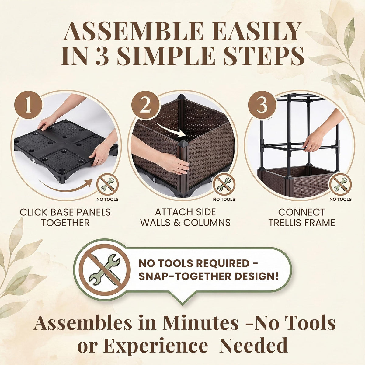 Growia tool-free assembly makes setup quick and easy for beginners