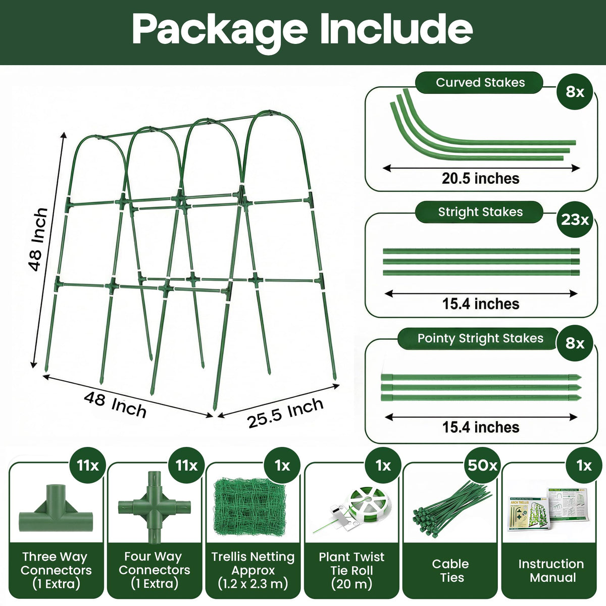 Growia U shape trellis joints enabling quick tool free assembly