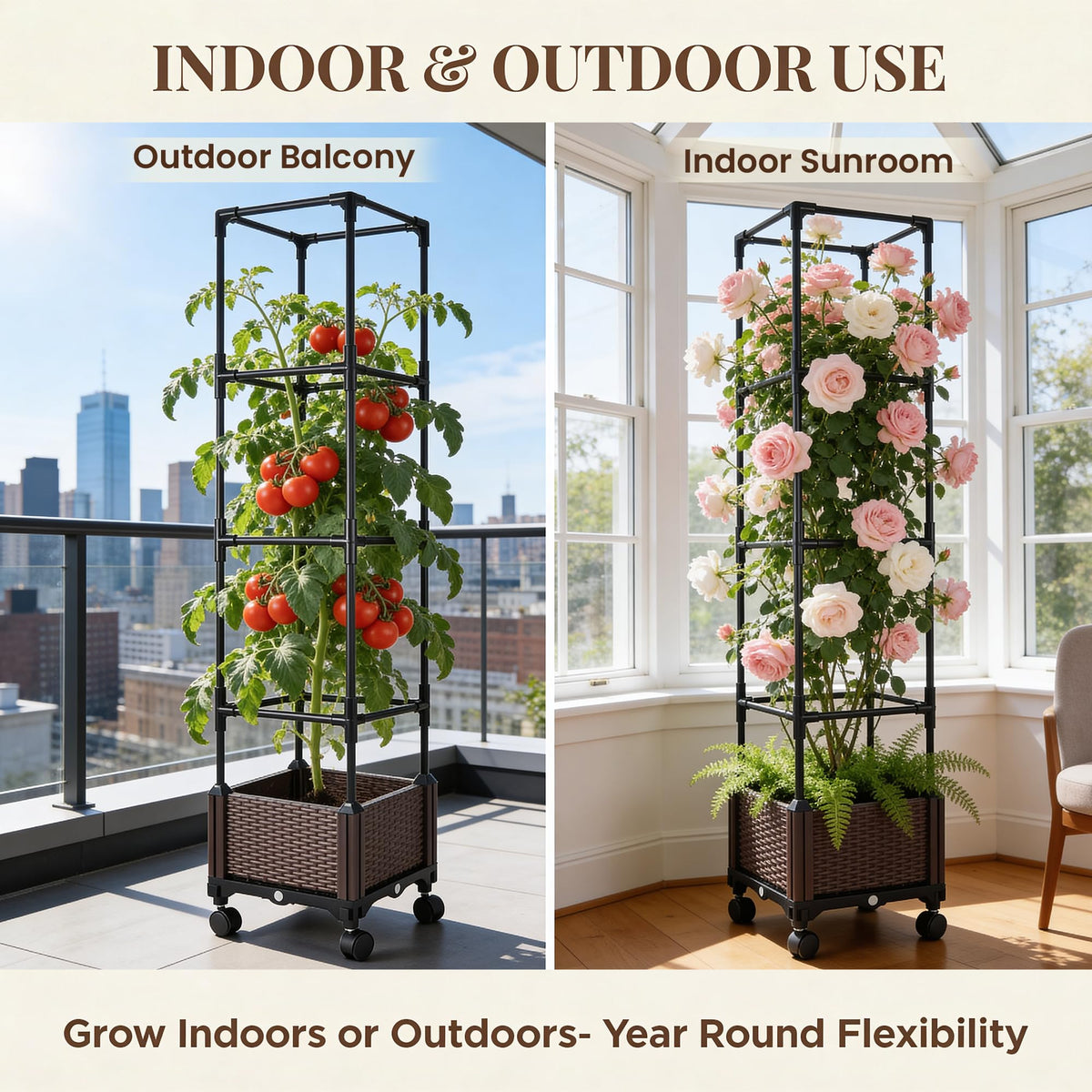 Growia waterproof UV-resistant planter protects plants in sun and rain