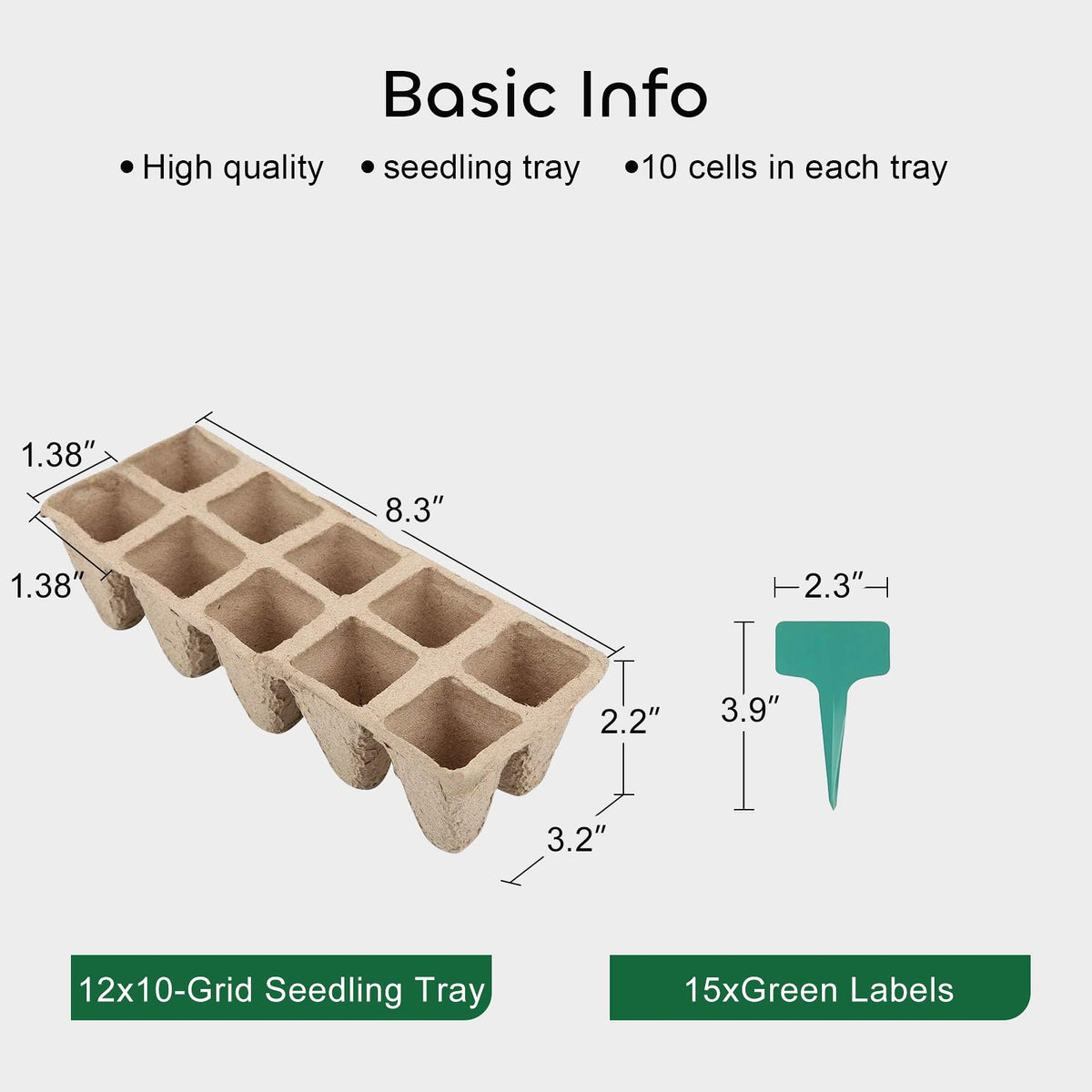 GROWNEER 12-pack seed trays with 10 cells each for organized sowing