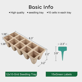 GROWNEER 12-pack seed trays with 10 cells each for organized sowing