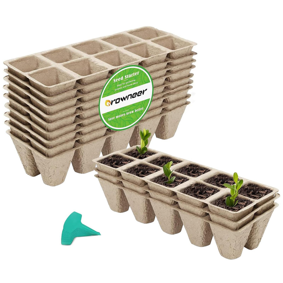 GROWNEER 120-cells peat pots seed starter tray for indoor germination