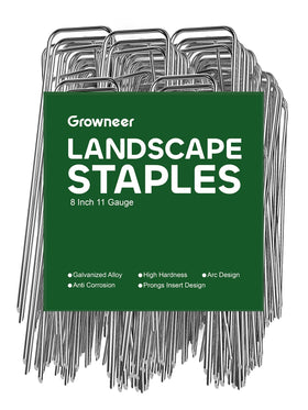 GROWNEER 8-inch landscape stakes pin weed barriers for neat edges