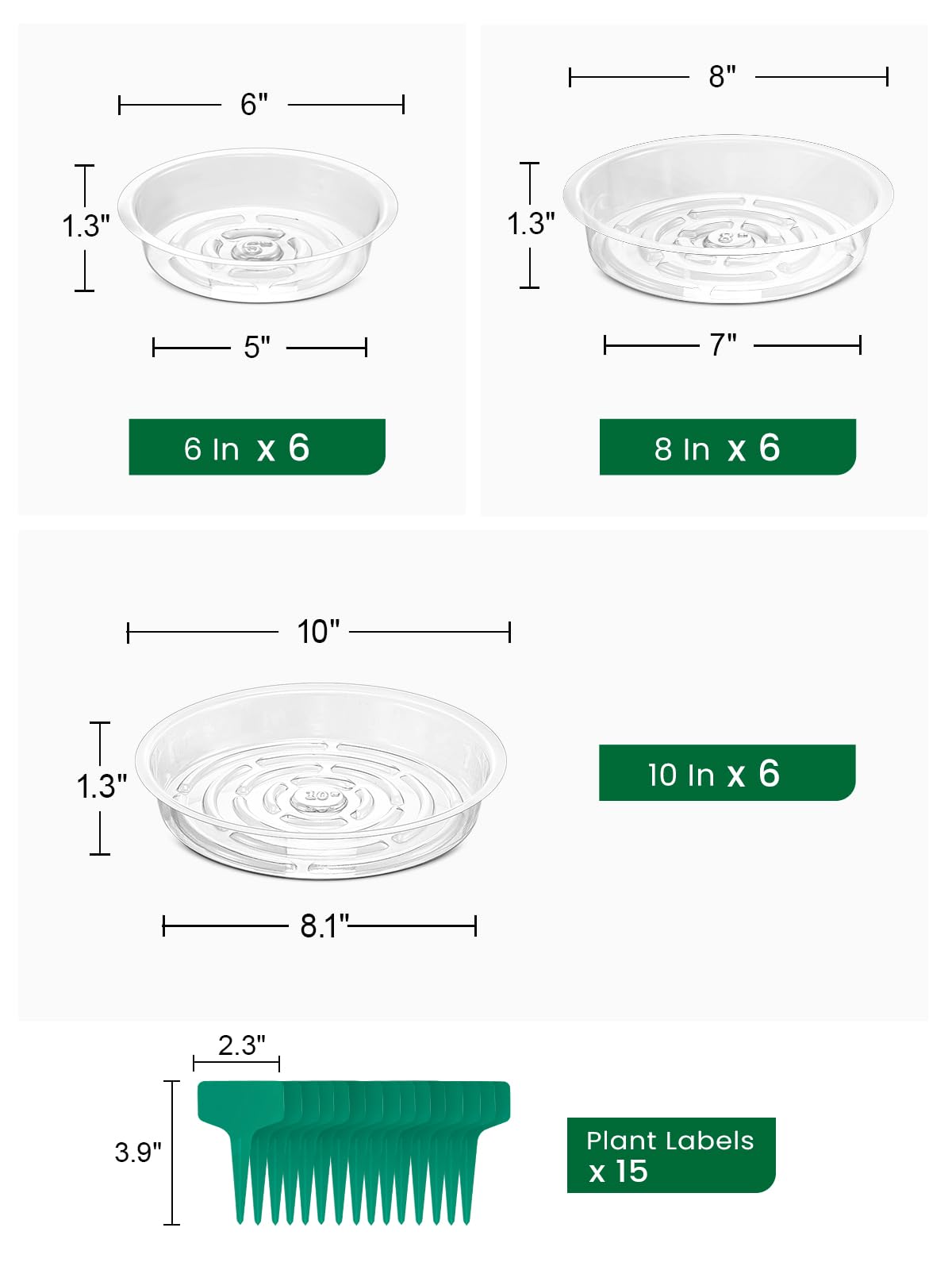 Growneer clear saucers 8-inch top diameter prevent stains and slips