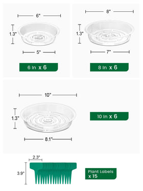 Growneer clear saucers 8-inch top diameter prevent stains and slips