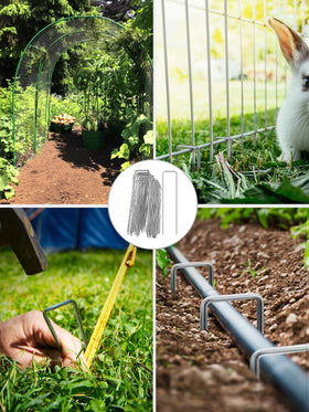 GROWNEER secures hoses and netting for tidy beds.