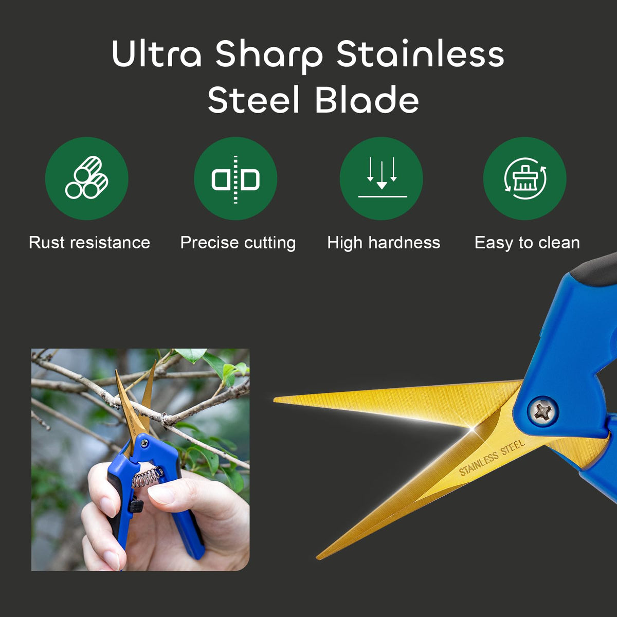 GROWNEER spring-loaded pruner enables easy one-handed opening