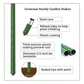 Growsun green-nature colored stake blending with garden foliage