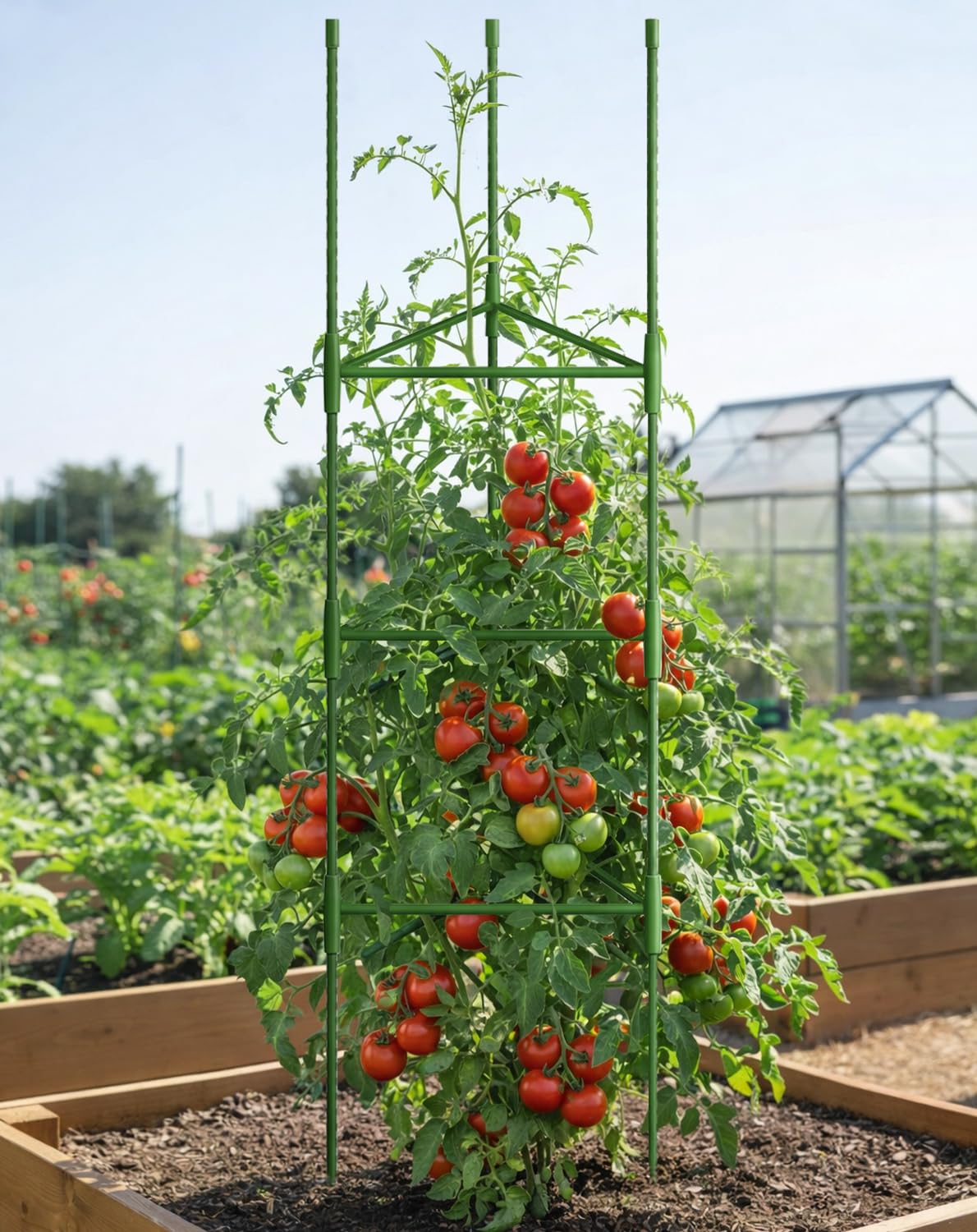 Growsun tomato cage open-frame design enhances airflow and sun exposure